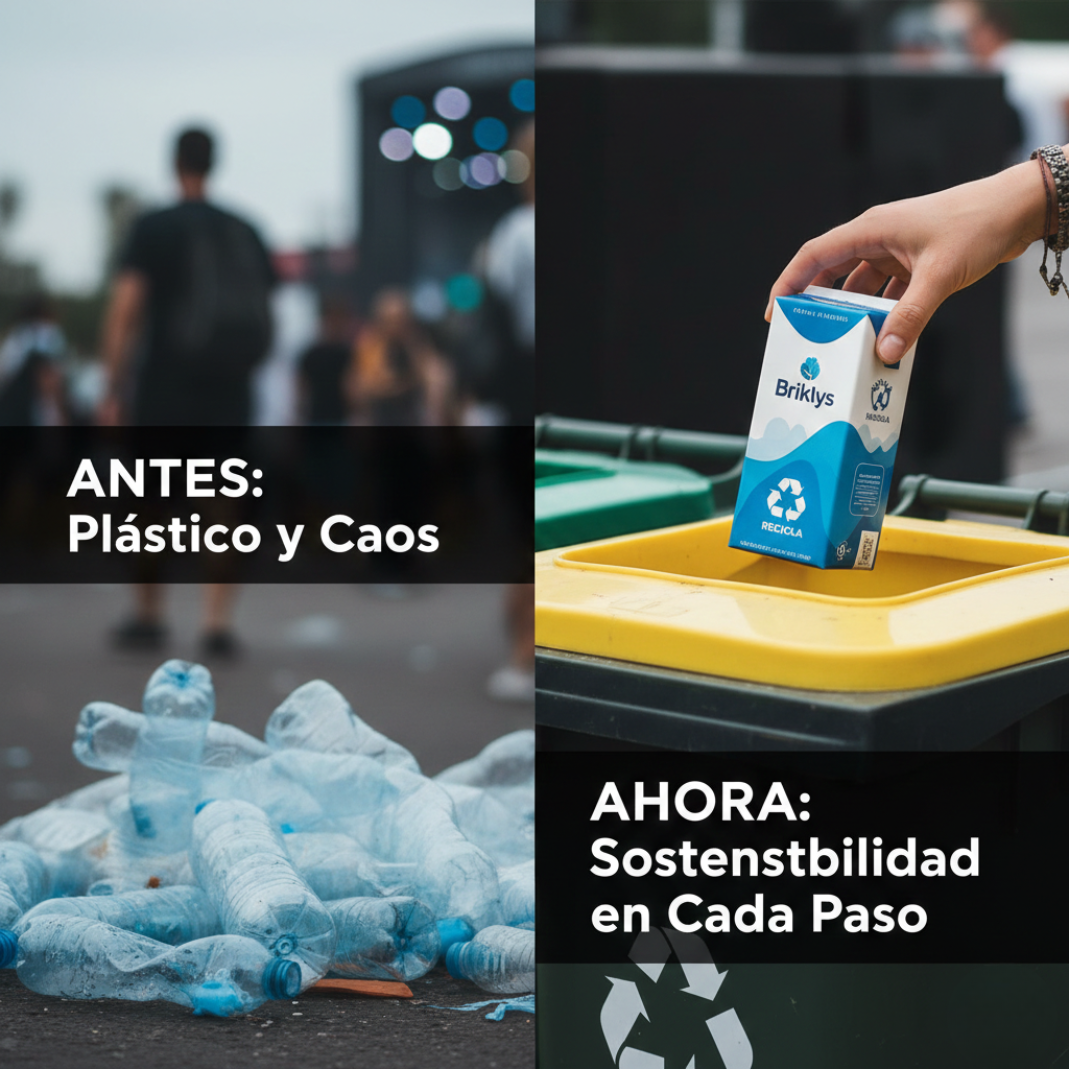 Comparativa visual sobre sostenibilidad y reciclaje de envases Briklys